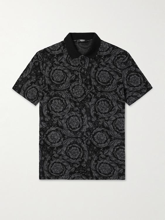 Black short sleeve polo shirt from Versace