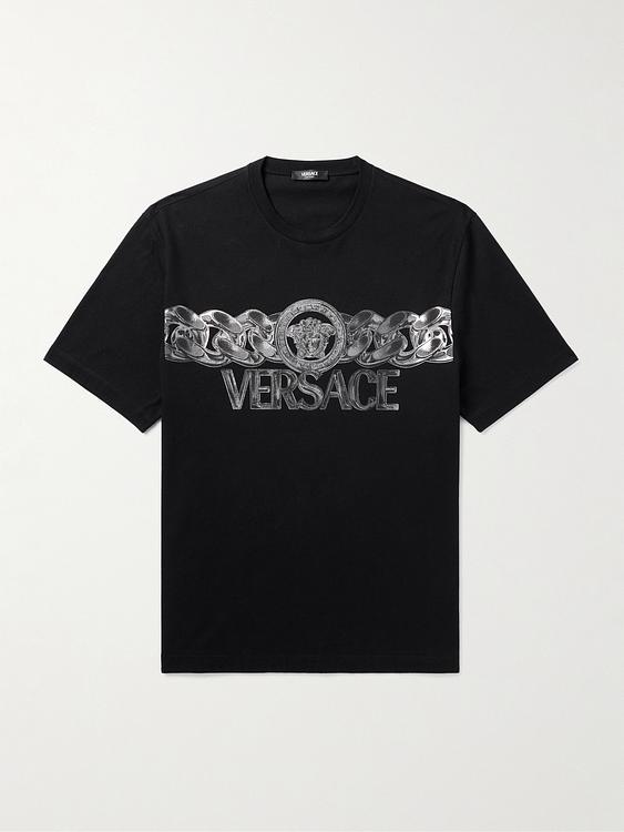 Print black t-shirt from Versace