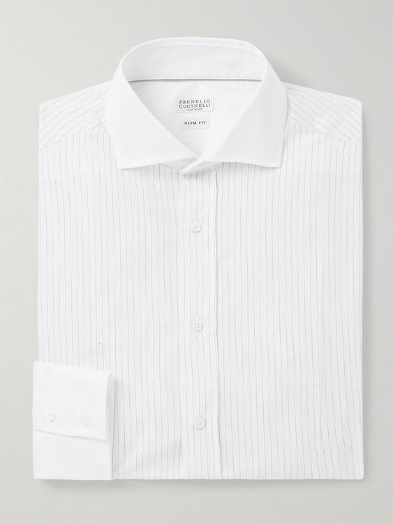 Striped white dress shirt from Brunello Cucinelli