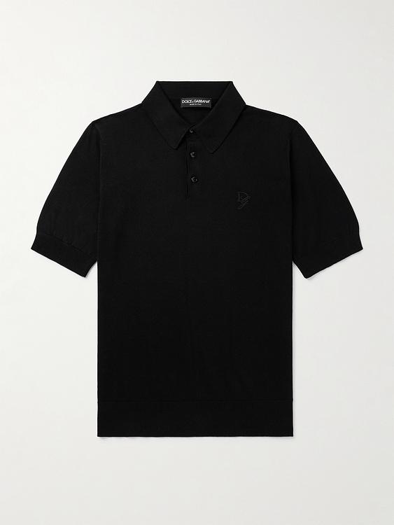 Black short sleeve polo shirt from Dolce&Gabbana