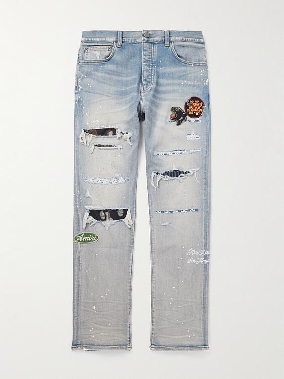 Print grey distressed jeans from Amiri