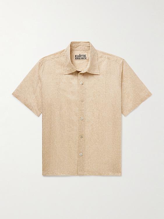 Beige short sleeve polo shirt from Kartik Research