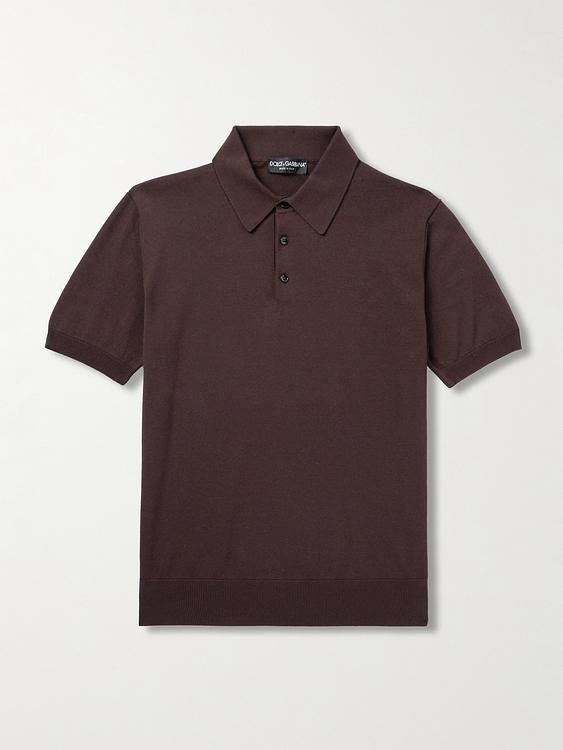 Dark brown short sleeve polo shirt from Dolce&Gabbana
