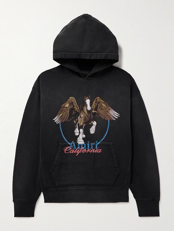 Print black hooded sweatshirt from Amiri