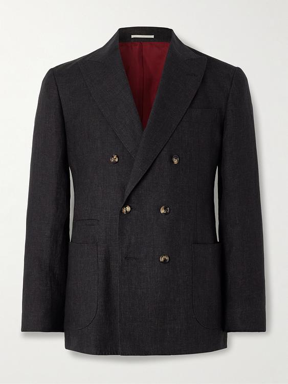 Black double-breasted suit jacket from Brunello Cucinelli