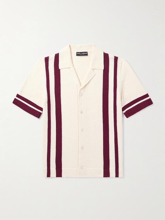 Striped white short sleeve shirt from Dolce&Gabbana