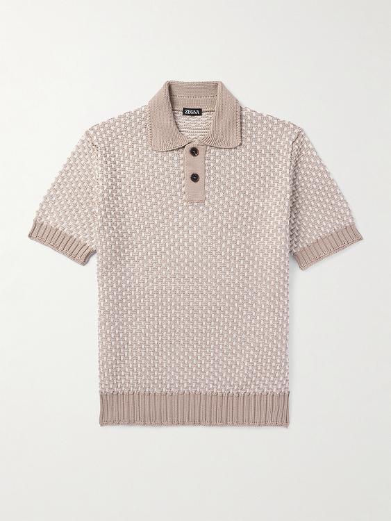 Beige short sleeve polo shirt from Zegna