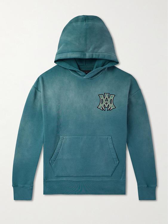 Print teal hooded sweatshirt from Amiri