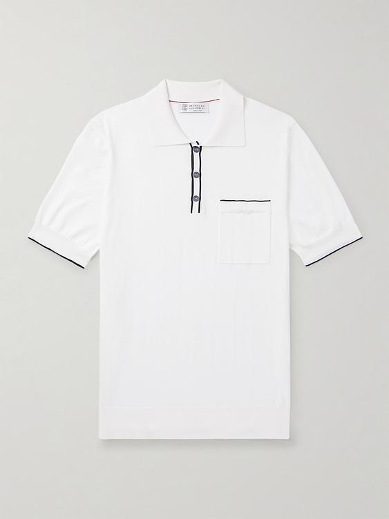 White short sleeve polo shirt from Brunello Cucinelli