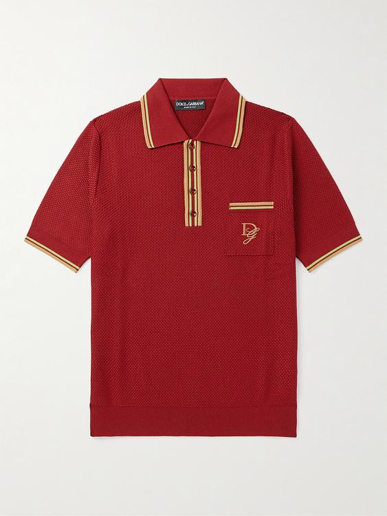 Dark red short sleeve polo shirt from Dolce&Gabbana