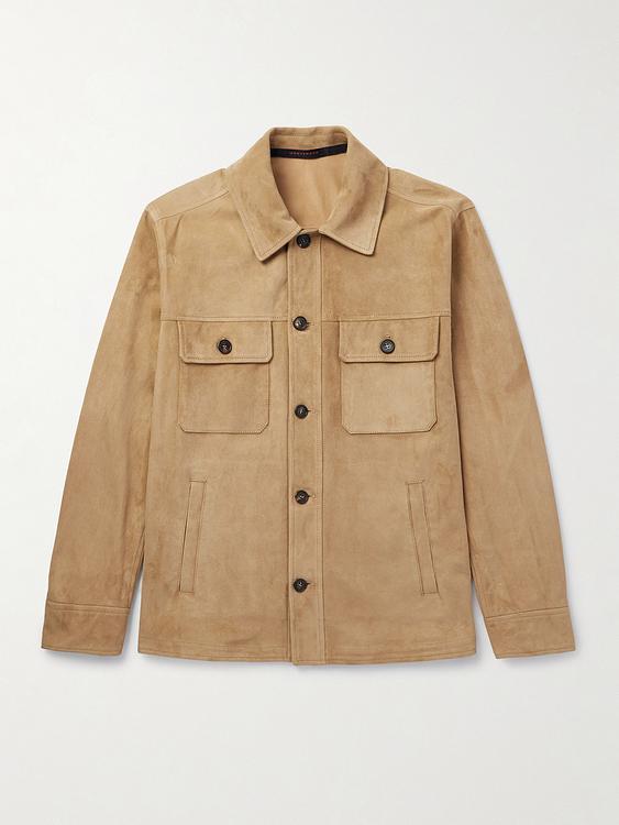 Taupe leather jacket from Incotex