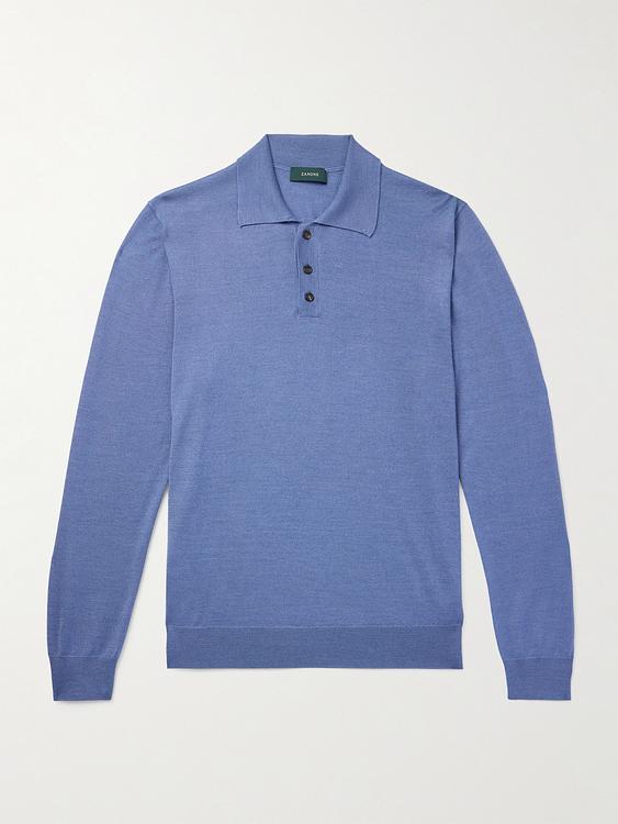 Blue long sleeve polo shirt from Incotex