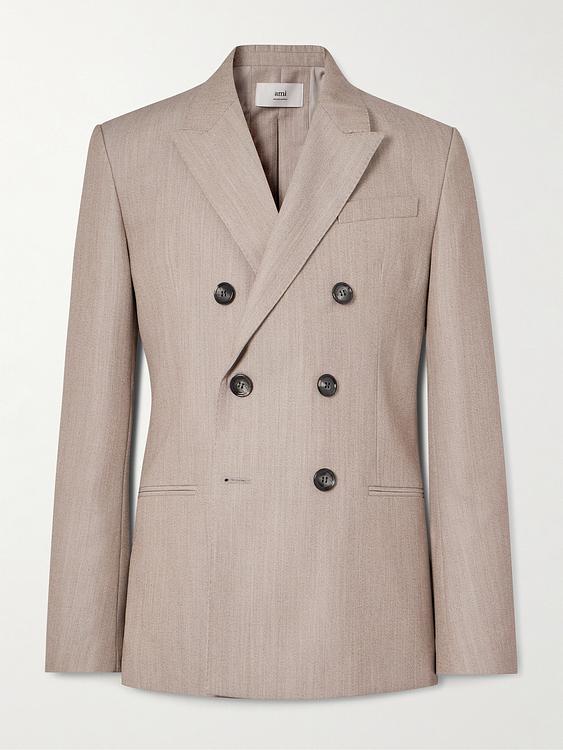 Beige double-breasted blazer from Ami Paris