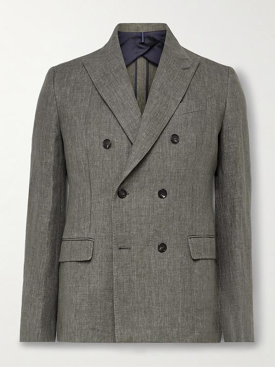 Grey double-breasted suit jacket from Incotex
