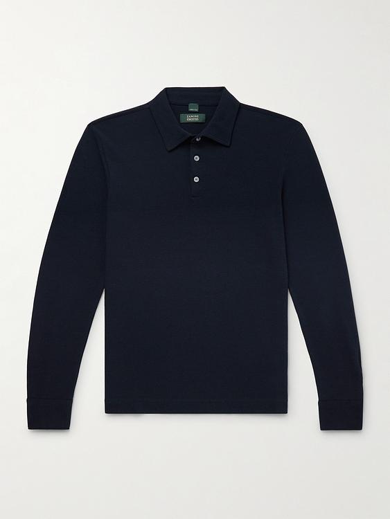 Black long sleeve polo shirt from Incotex