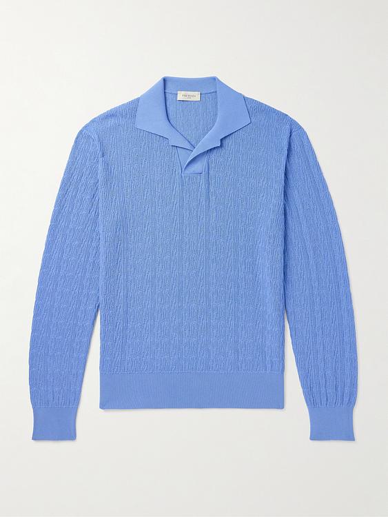 Blue long sleeve polo shirt from Piacenza 1733