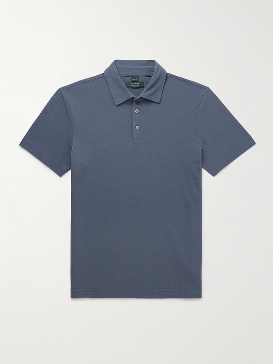 Dark grey short sleeve polo shirt from Incotex