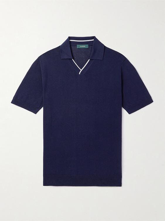 Dark blue short sleeve polo shirt from Incotex
