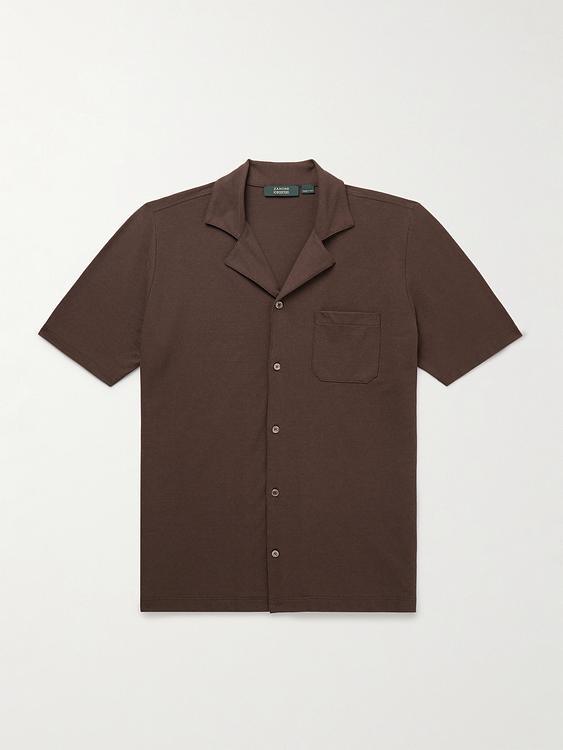 Dark brown short sleeve shirt from Incotex