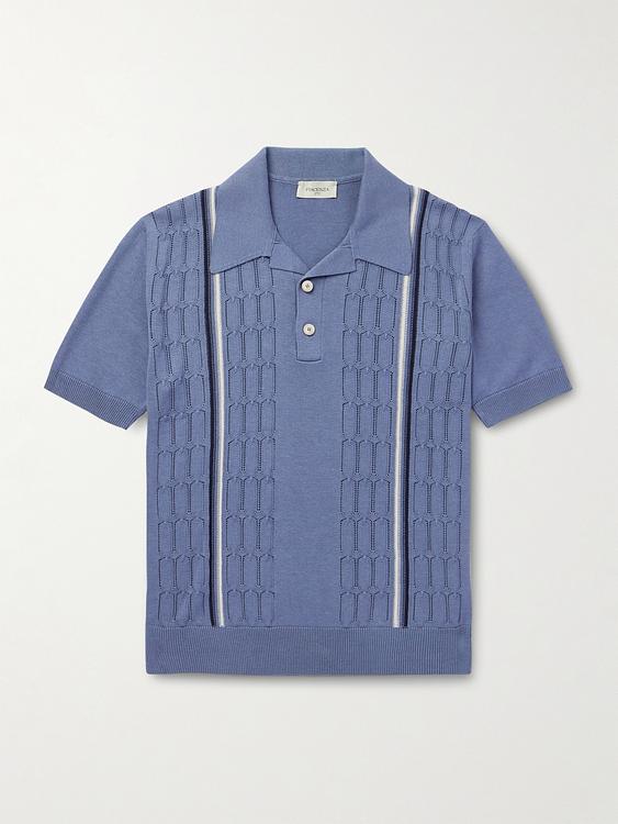 Striped blue short sleeve polo shirt from Piacenza 1733
