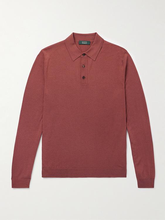 Purple long sleeve polo shirt from Incotex