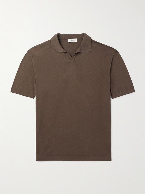 Dark brown short sleeve polo shirt from Piacenza 1733