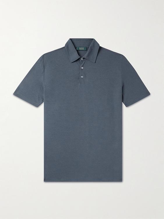 Dark grey short sleeve polo shirt from Incotex