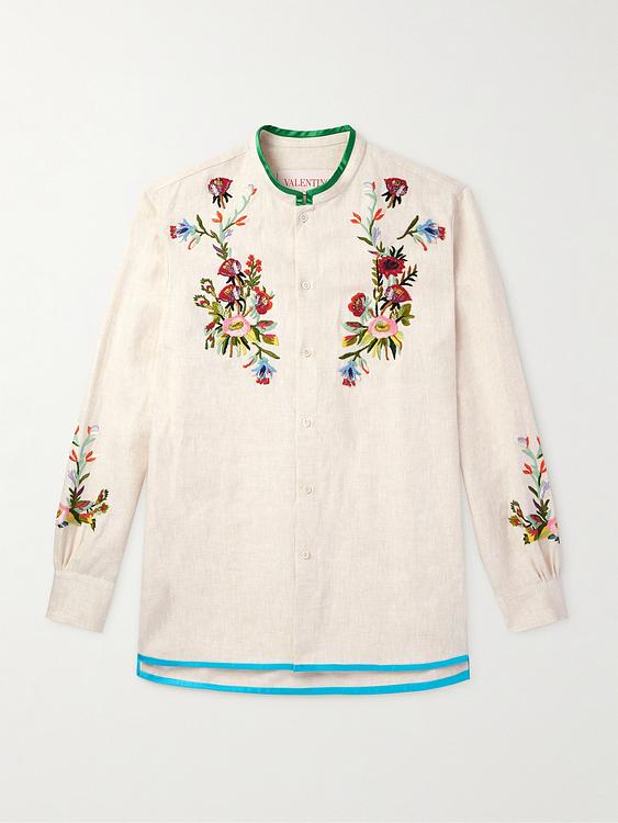 Print white linen shirt from Valentino Garavani