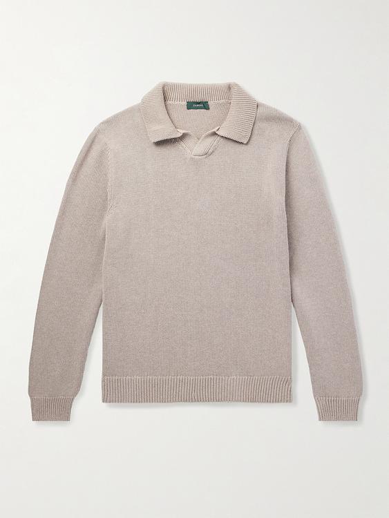 Beige long sleeve polo shirt from Incotex