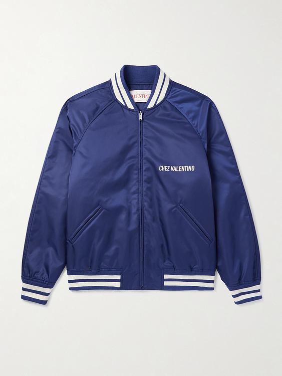 Striped dark blue bomber jacket from Valentino Garavani