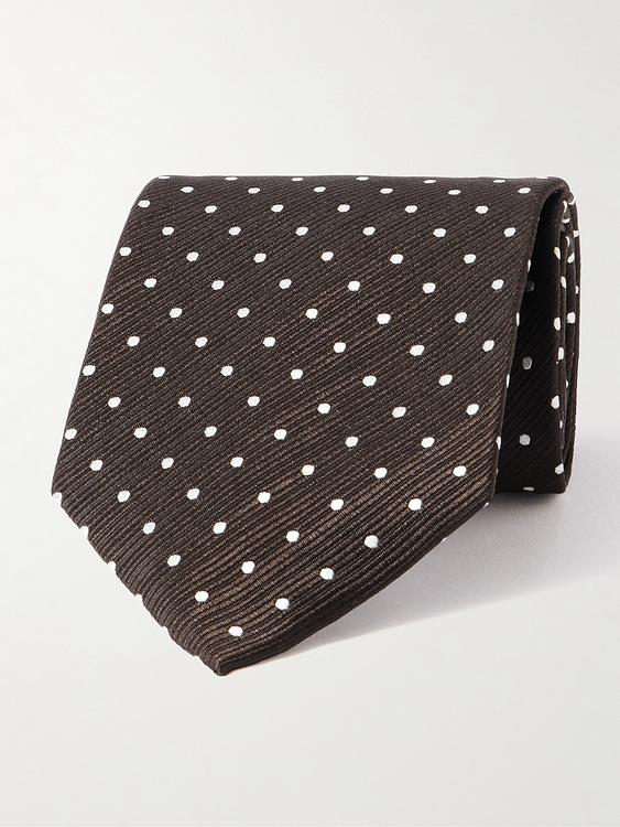 Dotted dark brown tie from Tom Ford