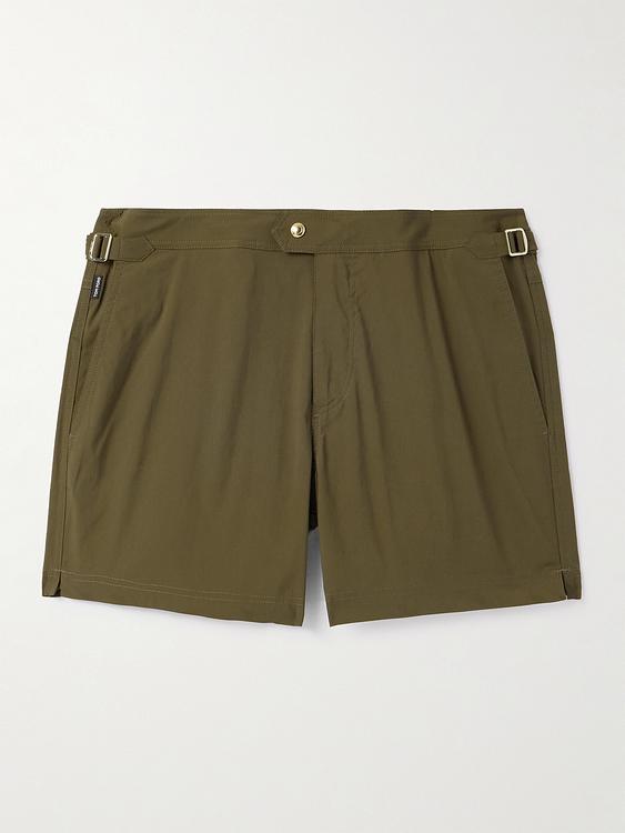 Dark green swim shorts from Tom Ford