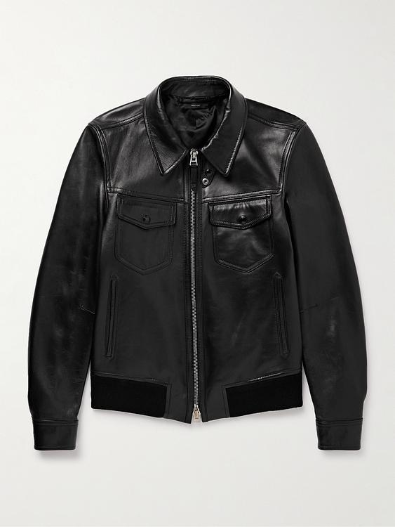 Black leather jacket from Tom Ford