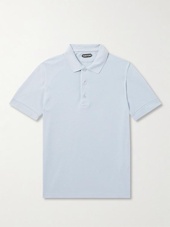Light blue short sleeve polo shirt from Tom Ford