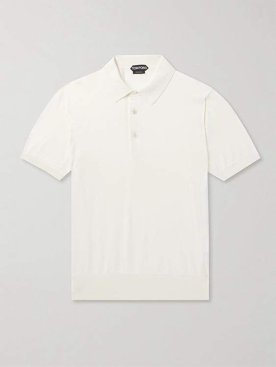 White short sleeve polo shirt from Tom Ford