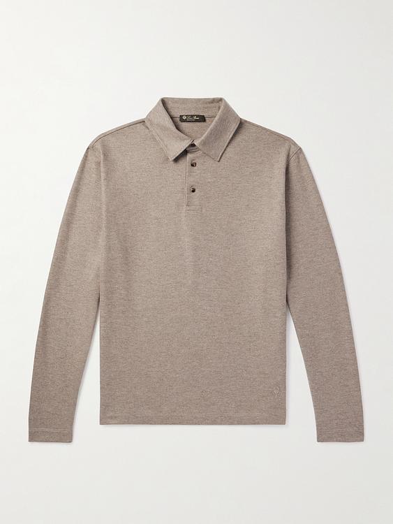 Grey long sleeve polo shirt from Loro Piana