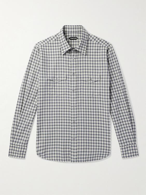 Checkered grey casual shirt from Tom Ford