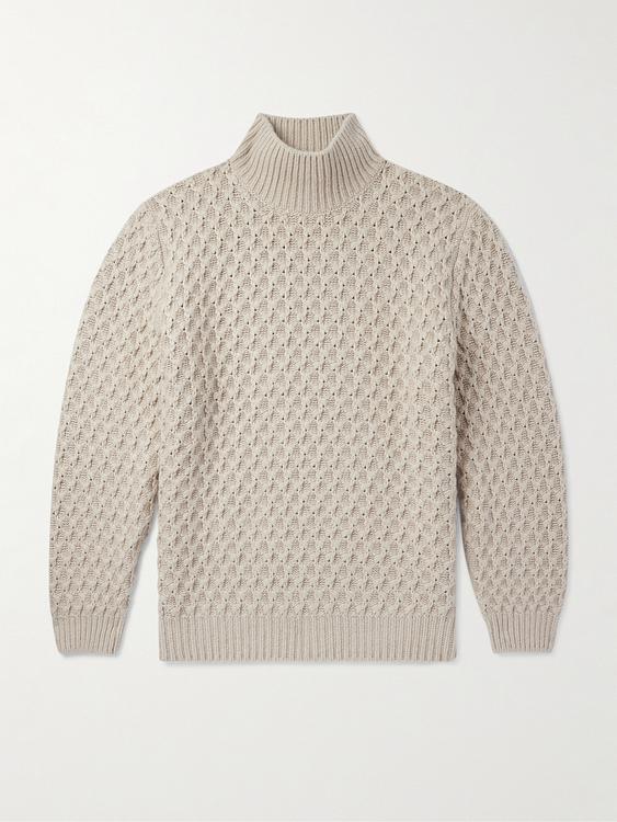 Beige turtleneck from Loro Piana
