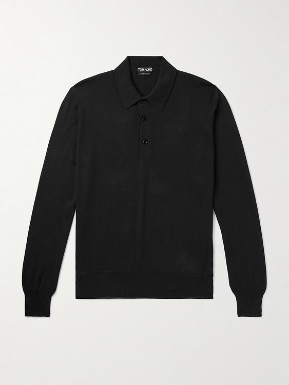 Black long sleeve polo shirt from Tom Ford
