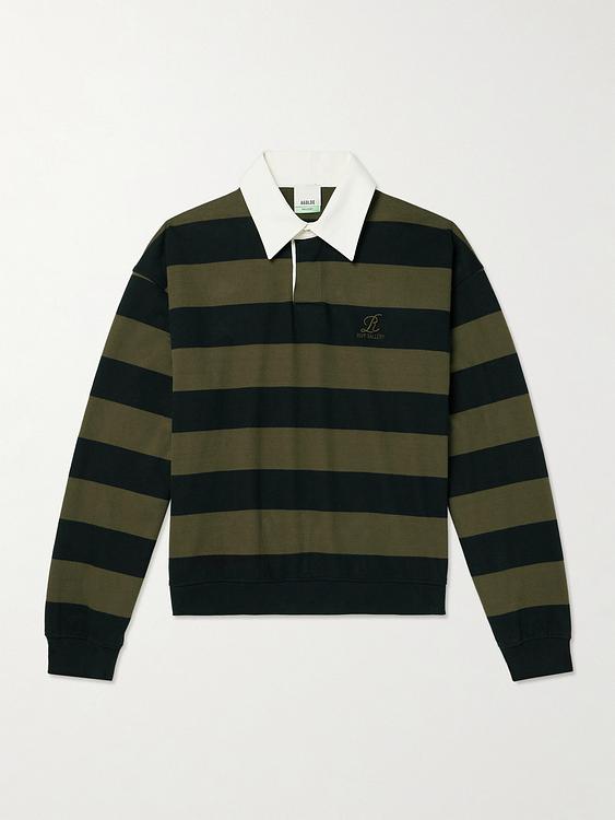 Striped black long sleeve polo shirt from AGOLDE