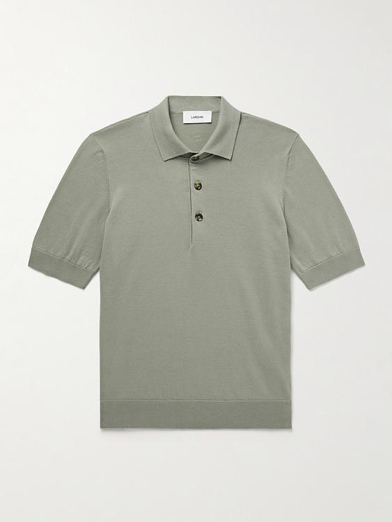 Grey short sleeve polo shirt from Lardini