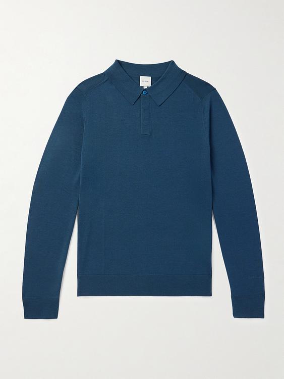 Dark blue long sleeve polo shirt from Paul Smith