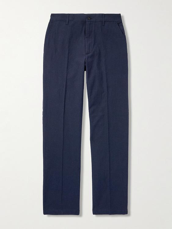Dark blue linen trousers from Dunhill
