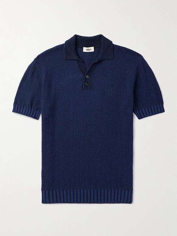 Striped dark blue short sleeve polo shirt from Altea