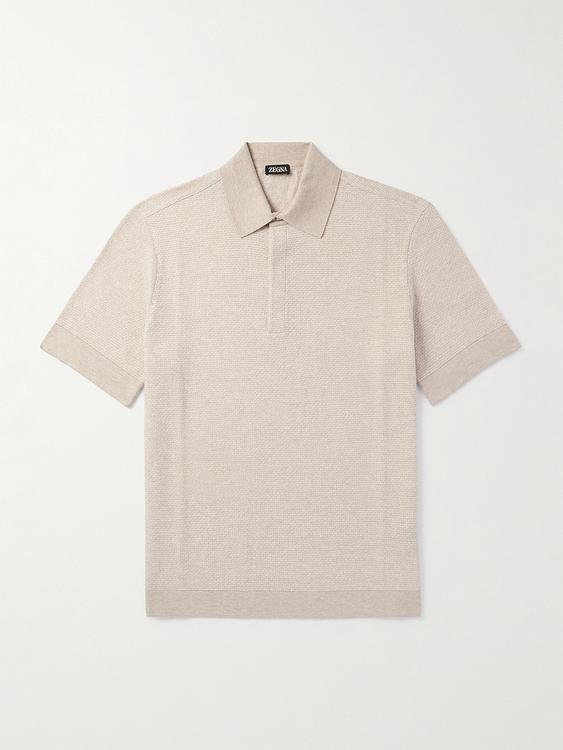 Beige short sleeve polo shirt from Zegna