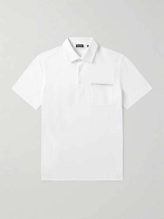 White short sleeve polo shirt from Zegna