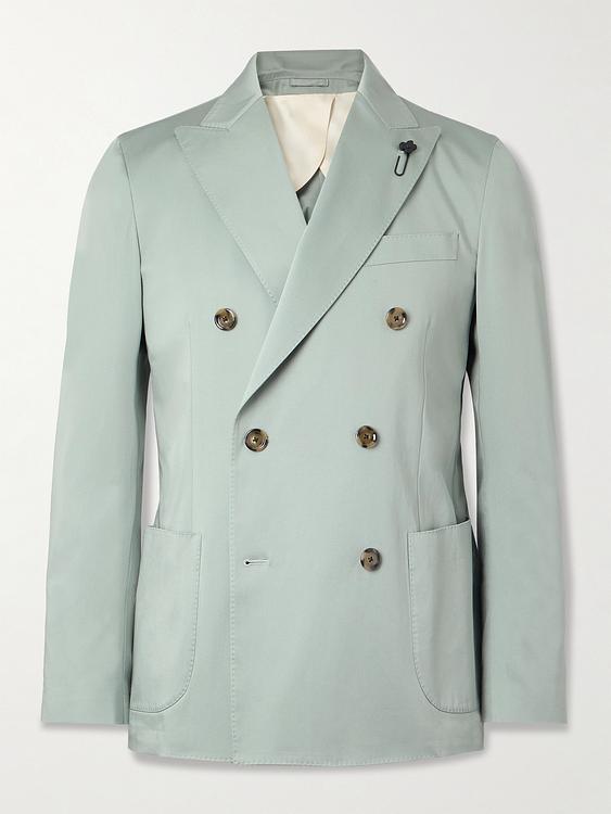 Grey double-breasted suit jacket from Lardini