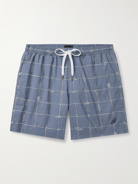 Checkered blue swim shorts from Brioni