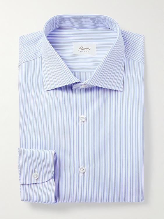 Striped light blue business shirt from Brioni