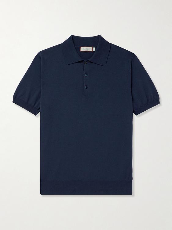 Dark blue short sleeve polo shirt from Canali